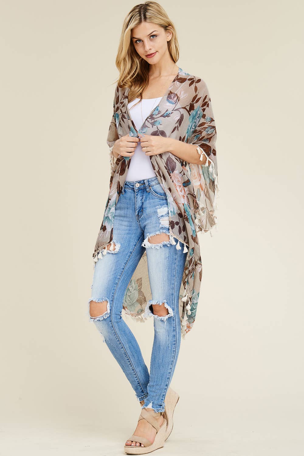 FLORAL TASSEL CARDIGAN